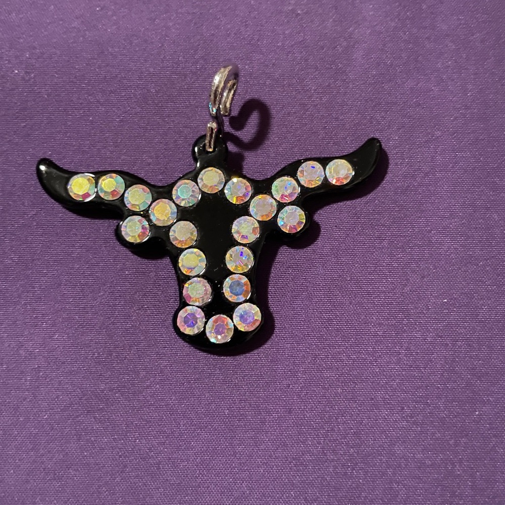 Black Bull Pendant with Iridescent Accents